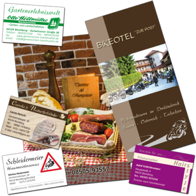 Design und Print Flyer, Visitenkarten, Urkunden, Glückwunschkarten usw.
